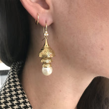 Large Pagoda Earrings with Freshwater Pearls