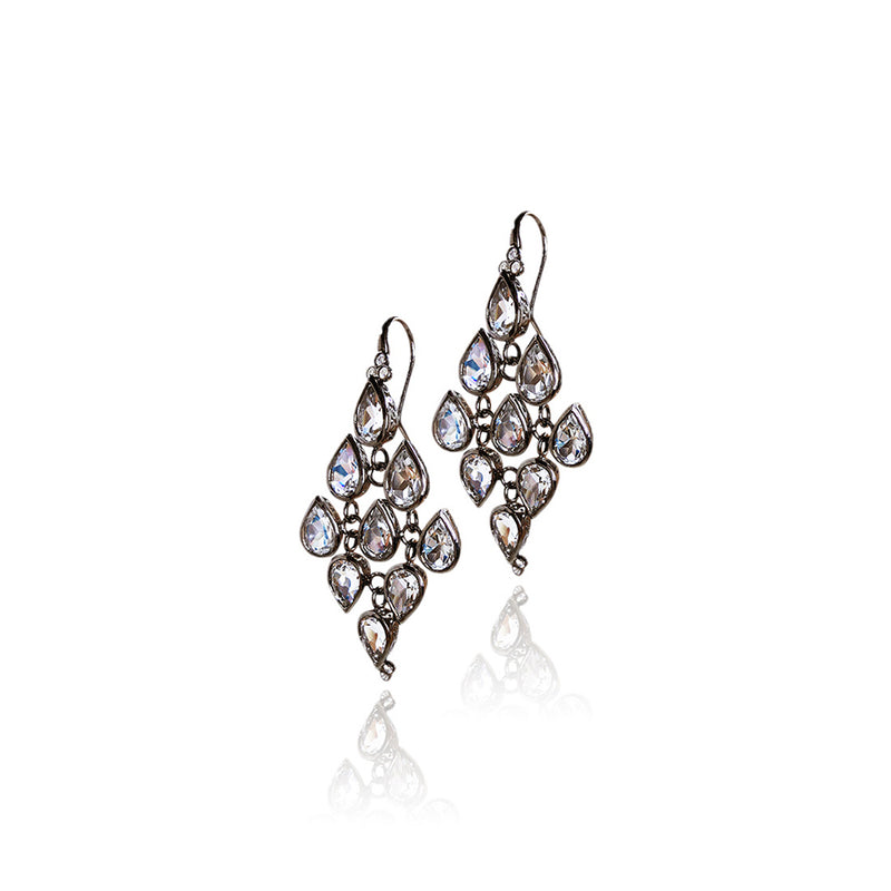 Pear Shaped White Topaz Crownwork Earrings