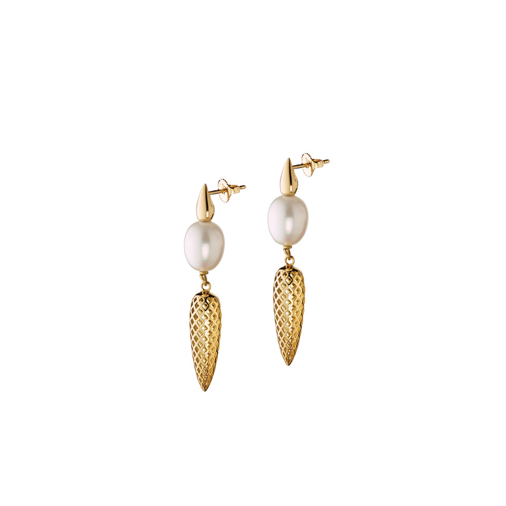 crownwork pearl spear earrings