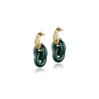 Crosshatch Post Hoop Earrings with Jade Circles