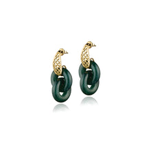 Crosshatch Post Hoop Earrings with Jade Circles