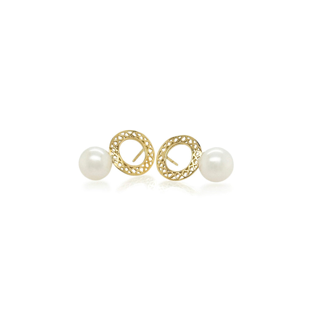 Pearl drop earrings with crownwork hoops