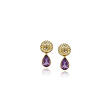 crownwork ball studs with amethyst drops