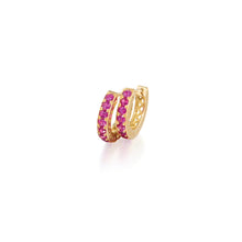 pink sapphire crownwork huggie earrings