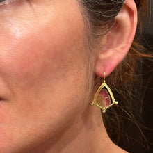 watermelon tourmaline slice earrings