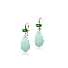 Crownwork Marquise-Set Tsavorite and Aquamarine Earrings