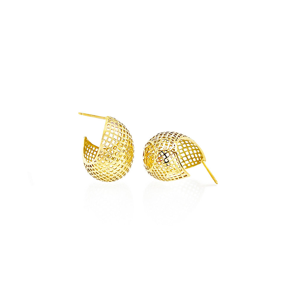 Large Crownwork "Egg" Huggie Basket Earrings