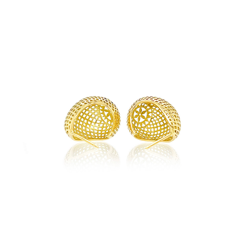 Large Crownwork "Egg" Huggie Basket Earrings