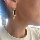 Carved Onyx and Crownwork Spear Earrings