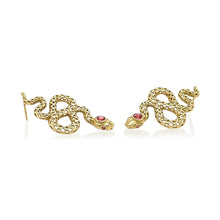 snake earrings with red sapphires