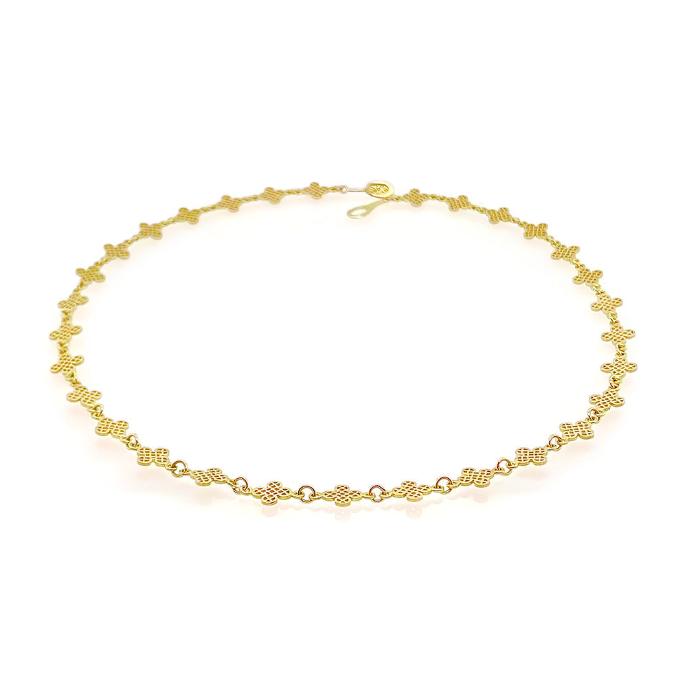 18K Crownwork Clover Leaf Necklace