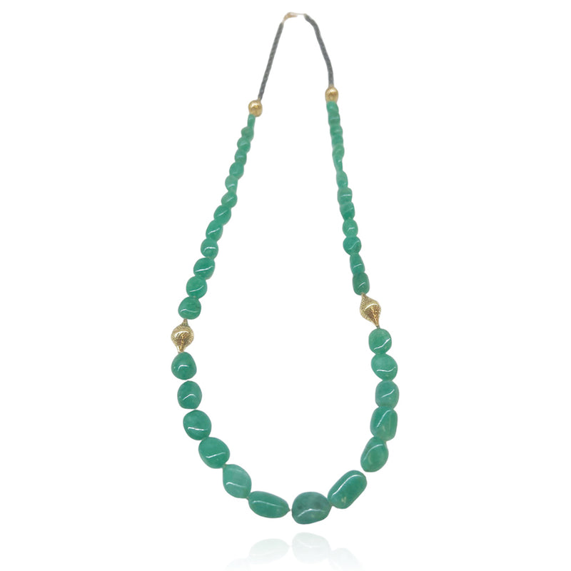 Natural Emerald Beaded Necklace with Crownwork Finials