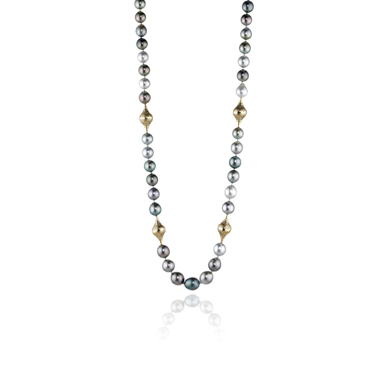 Aaa Tahitian Pearl Necklace with 18K Finials