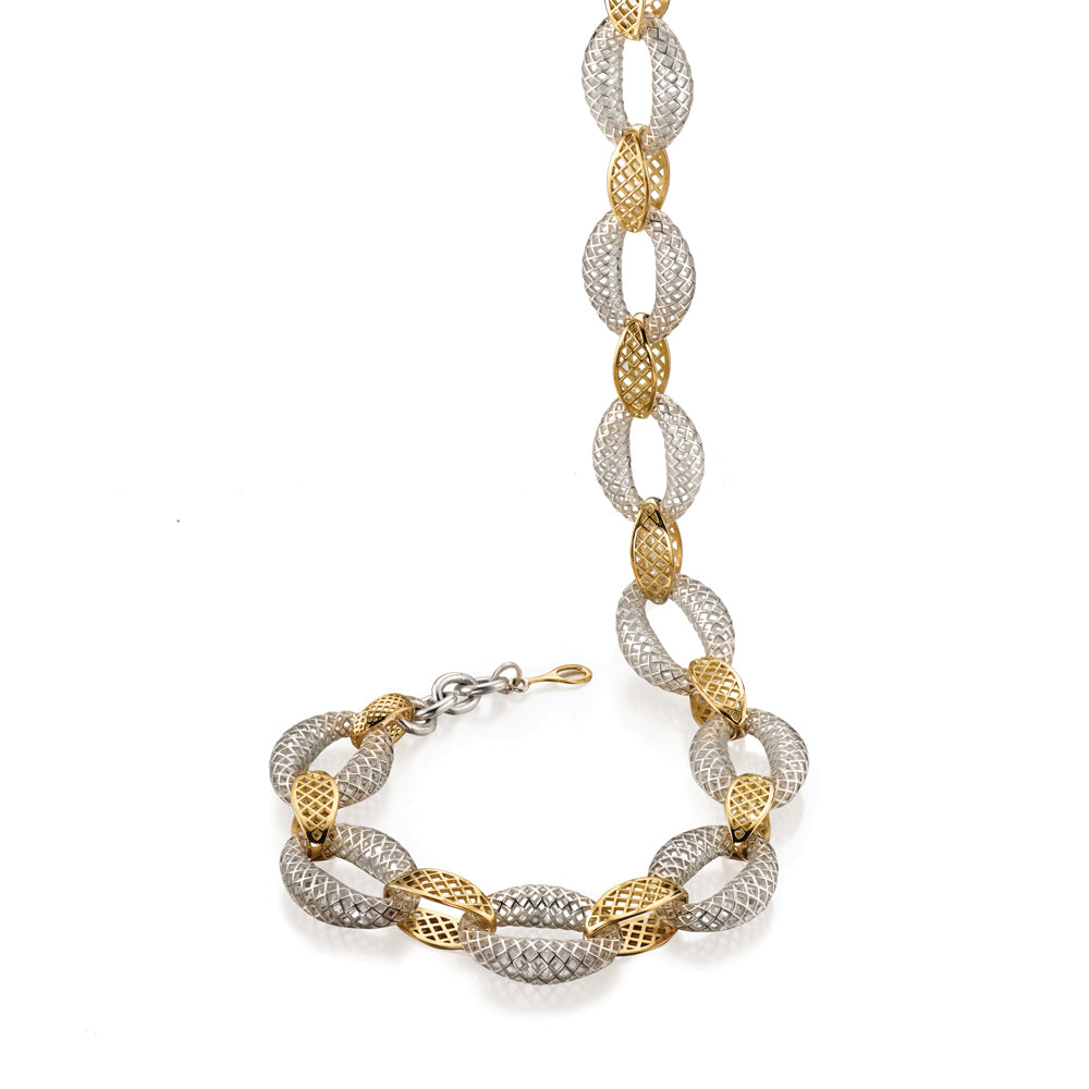 chubby link necklace with alternating gold links