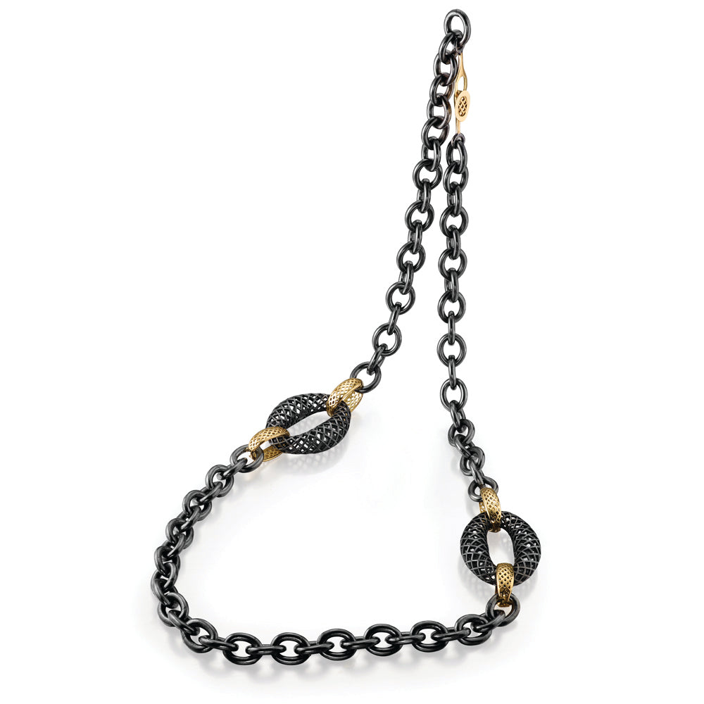 chubby link necklace in oxidized sterling silver