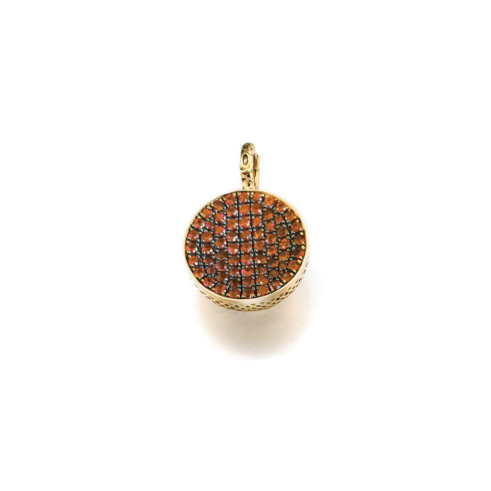 burnt orange pave sapphire pendant