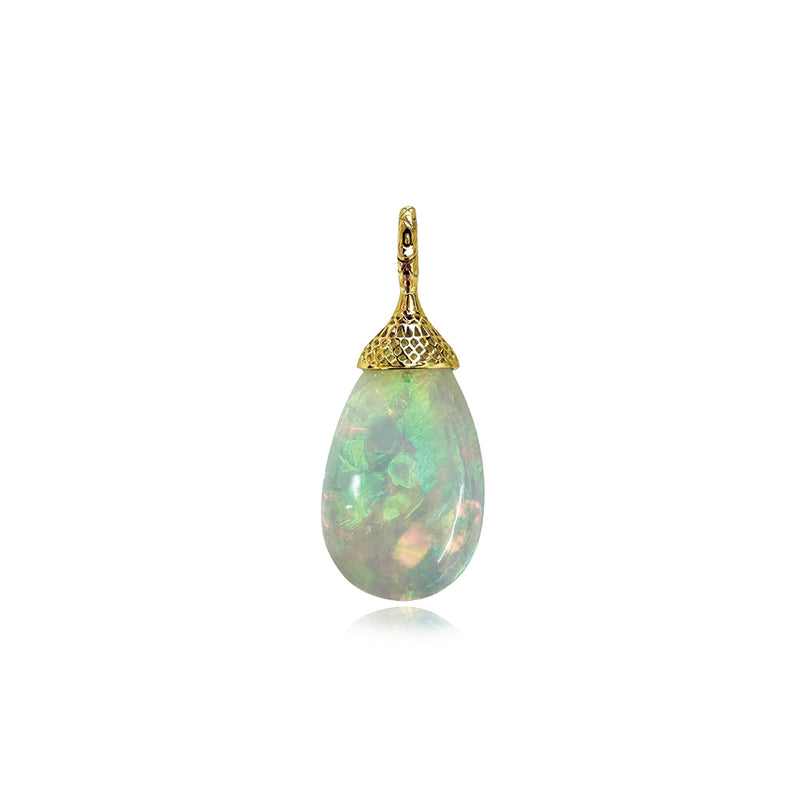 Crownwork Finial Capped Ethiopian Opal Pendant