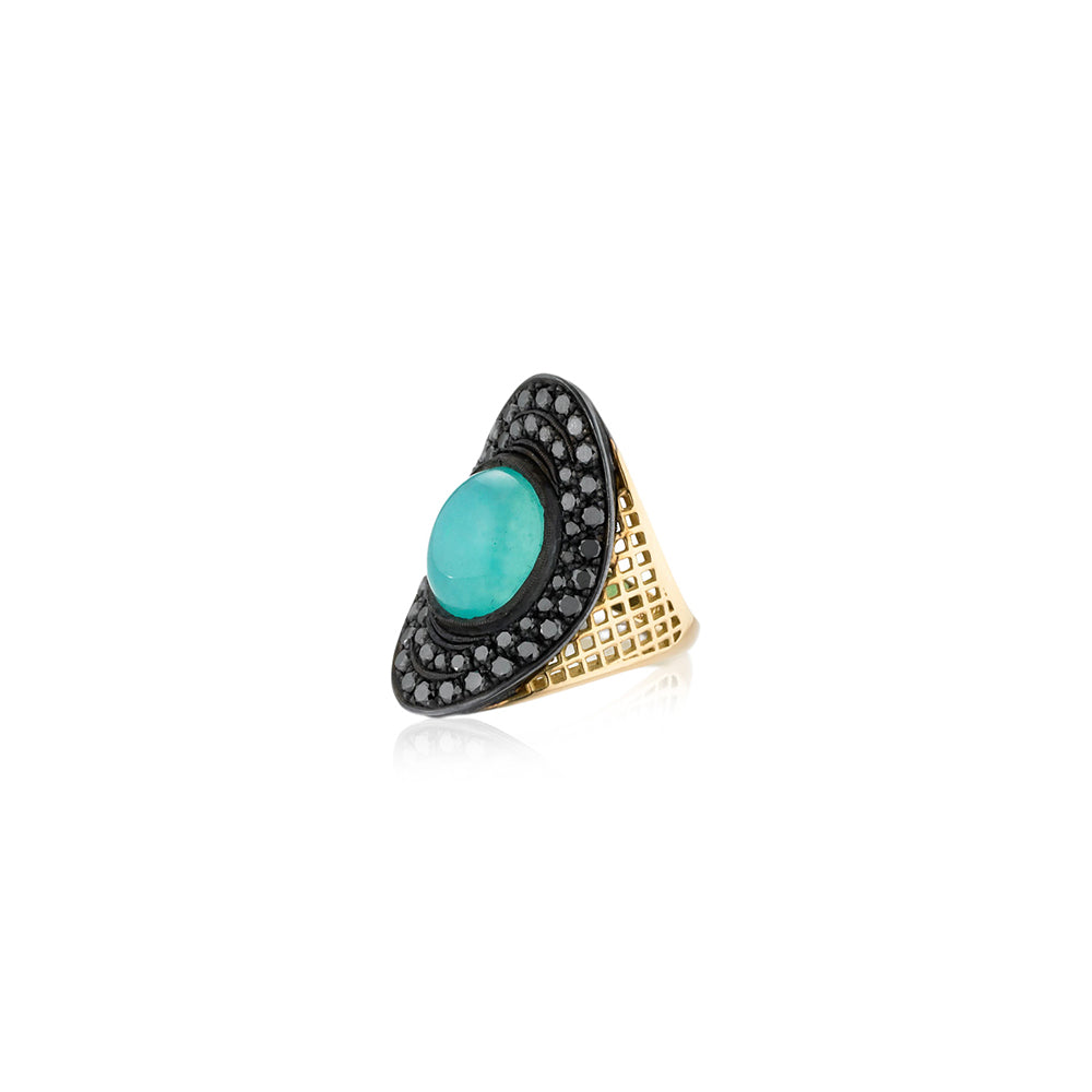 Regency Ring with Gem Silica Gel Chrysocolla