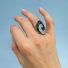 Crownwork Regency Ring with Black and White Diamonds