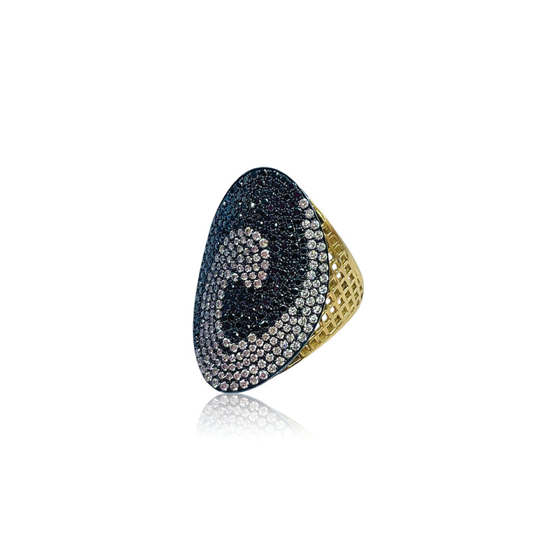Crownwork Regency Ring with Black and White Diamonds