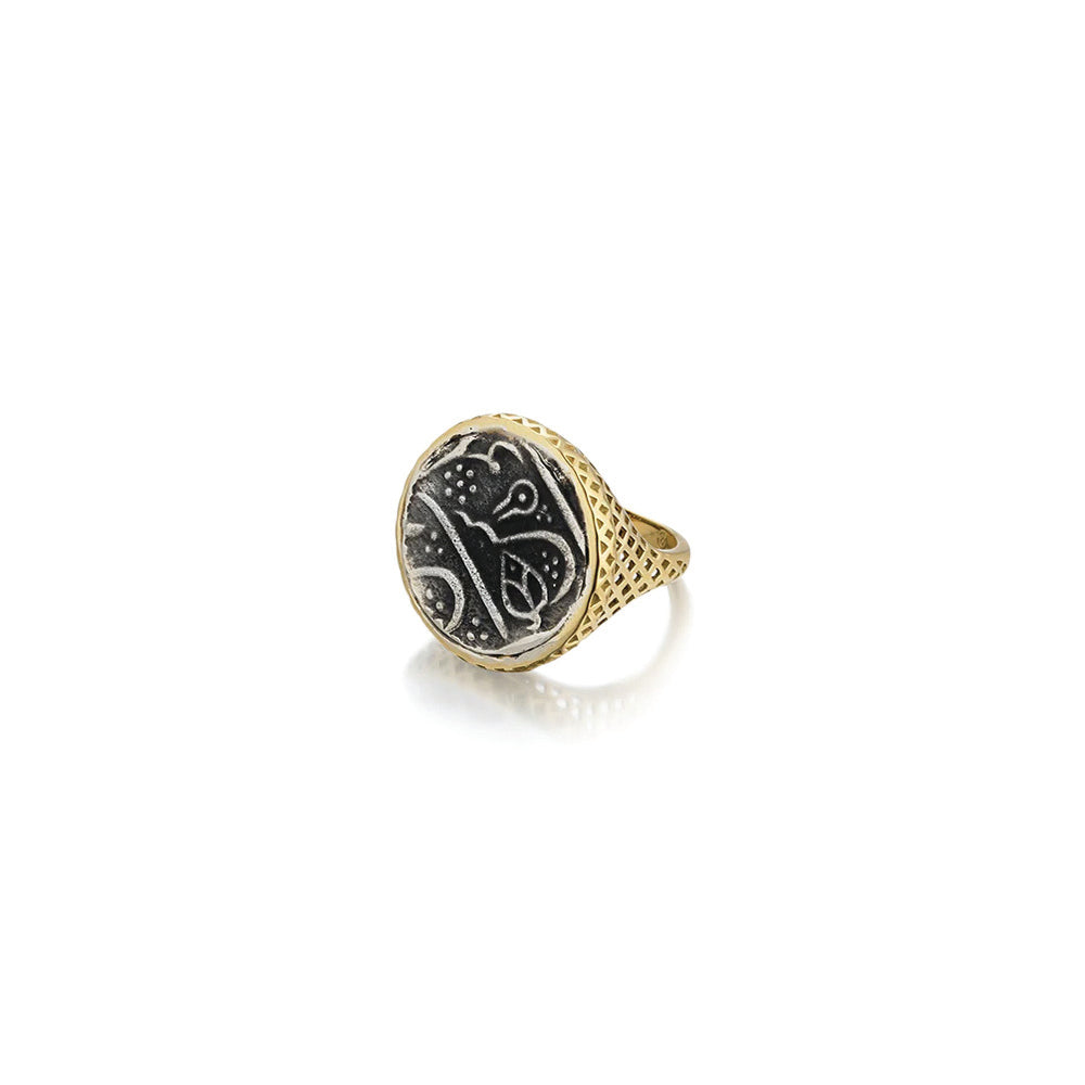 crownwork signet coin ring