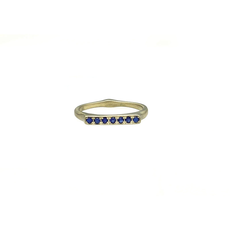 Corazon Stacking Ring with Blue Sapphires in 14K Fairmined Green Gold