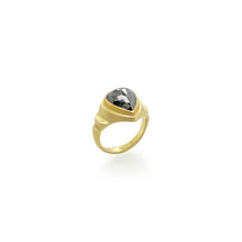 Pear-shaped, rose-cut black diamond ring