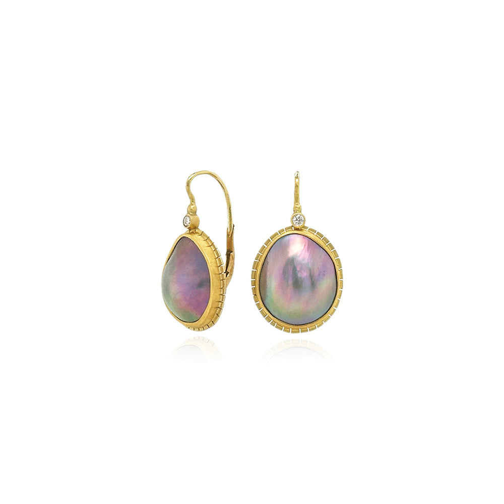 Sea of Cortez mabe pearl earrings with diamonds