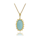 Large Oval Aquamarine pendant with diamonds
