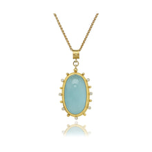 Large Oval Aquamarine pendant with diamonds