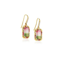 "Sprinkle" Earrings with Watermelon Tourmaline, Sapphire and Diamonds