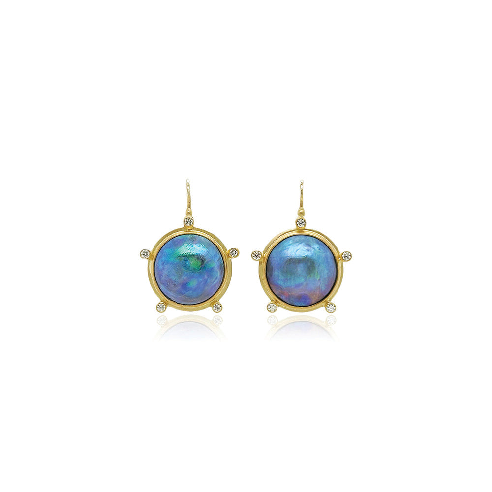 abalone mabe pearl earrings with diamonds