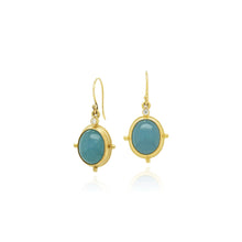 Aquamarine cabochon earrings with diamonds