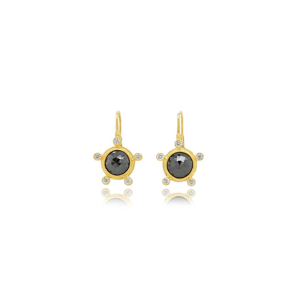Rosecut black diamond earrings with vs white diamonds
