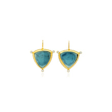 Trillion-shaped blue tourmaline slice earrings