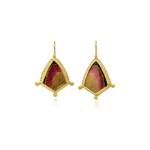 watermelon tourmaline slice earrings