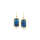 Elongated Australian boulder opal earrings with diamonds