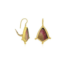 Watermelon Tourmaline Slice Earrings