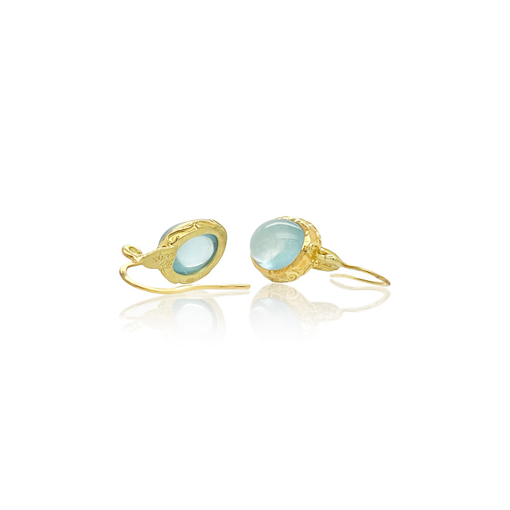 Scroll Earrings with Aquamarines