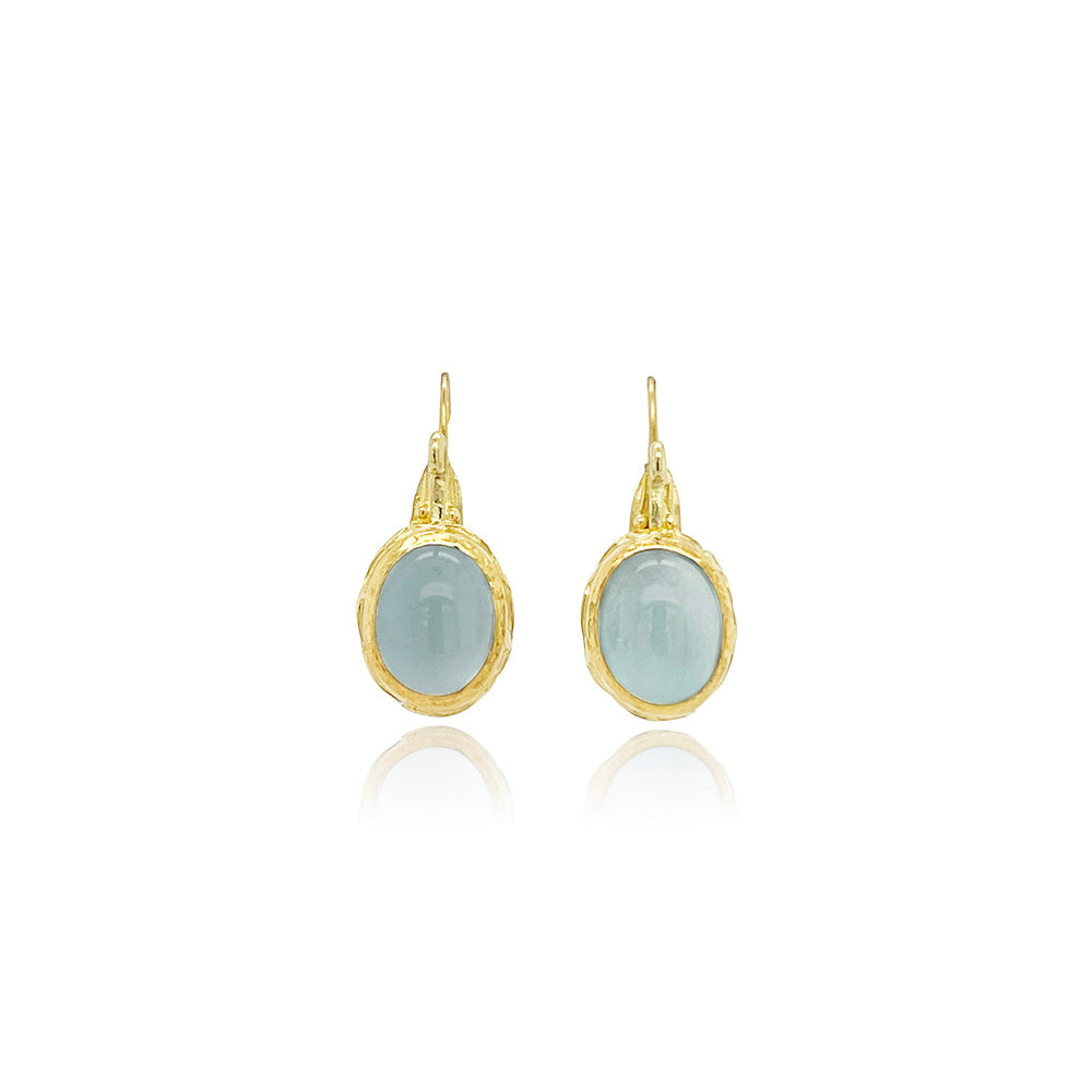scroll earrings in aquamarine
