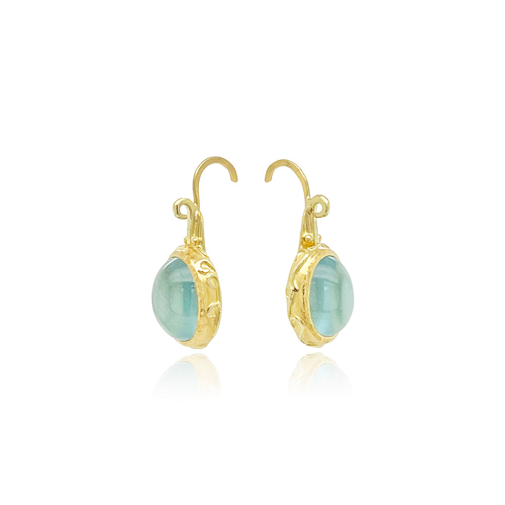 Scroll Earrings with Aquamarines