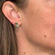 Spinel, aquamarine and diamond stud earrings