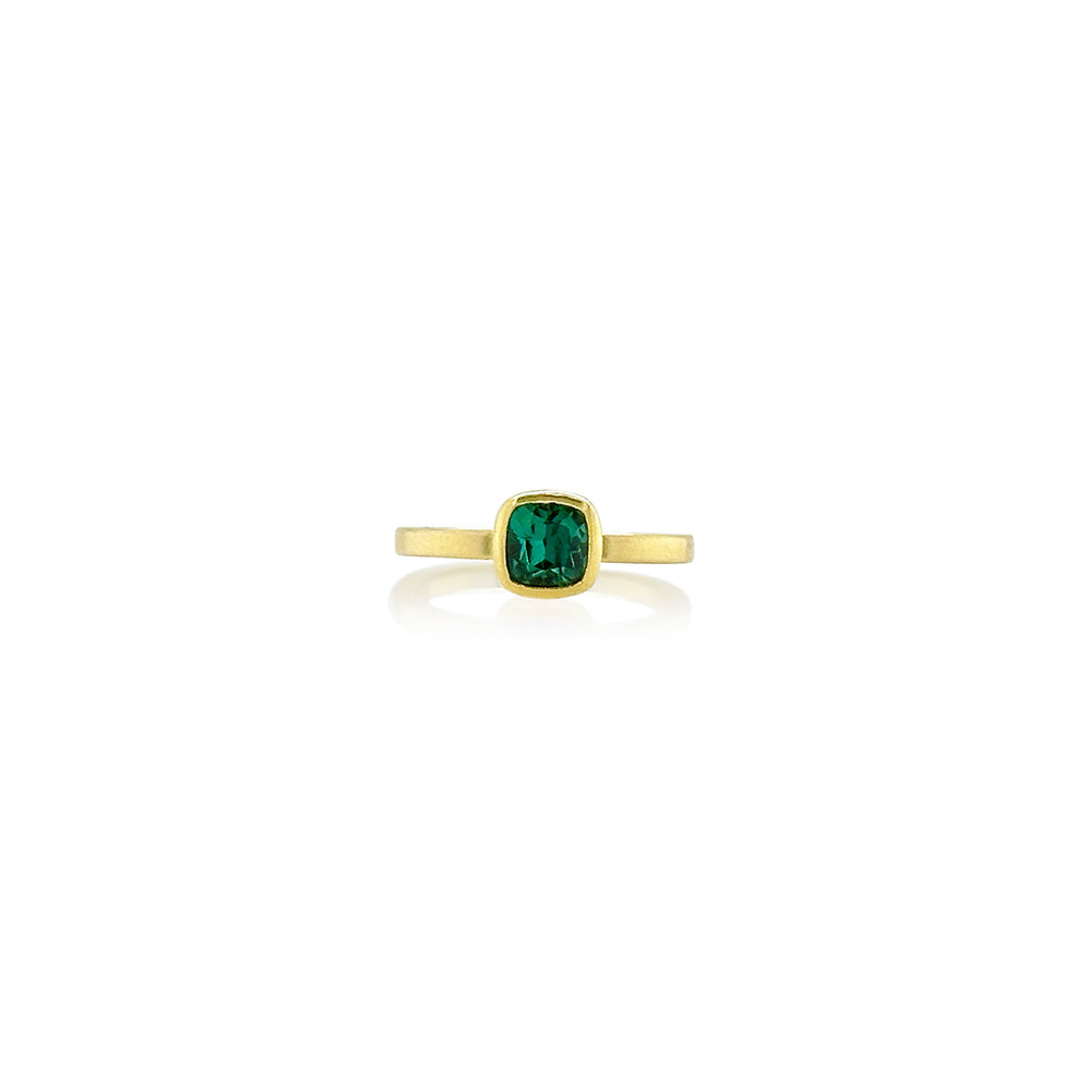 Cushion-Cut Green Tourmaline Ring