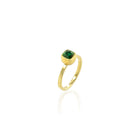 Cushion-cut green tourmaline, 1.18 cts, set in 22k and 18k yellow gold. Ring is a size 6.75.