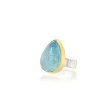 Tear-Drop Cabochon Aquamarine Ring