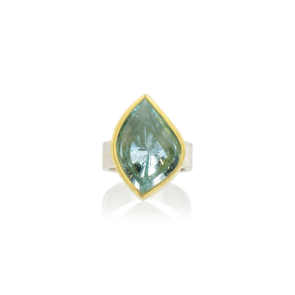 Aquamarine Leaf Ring
