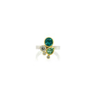 Green and blue tourmaline cluster ring with diamonds