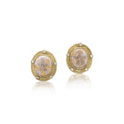 Fossilized Sand Dollar and Diamond Earrings in 18K