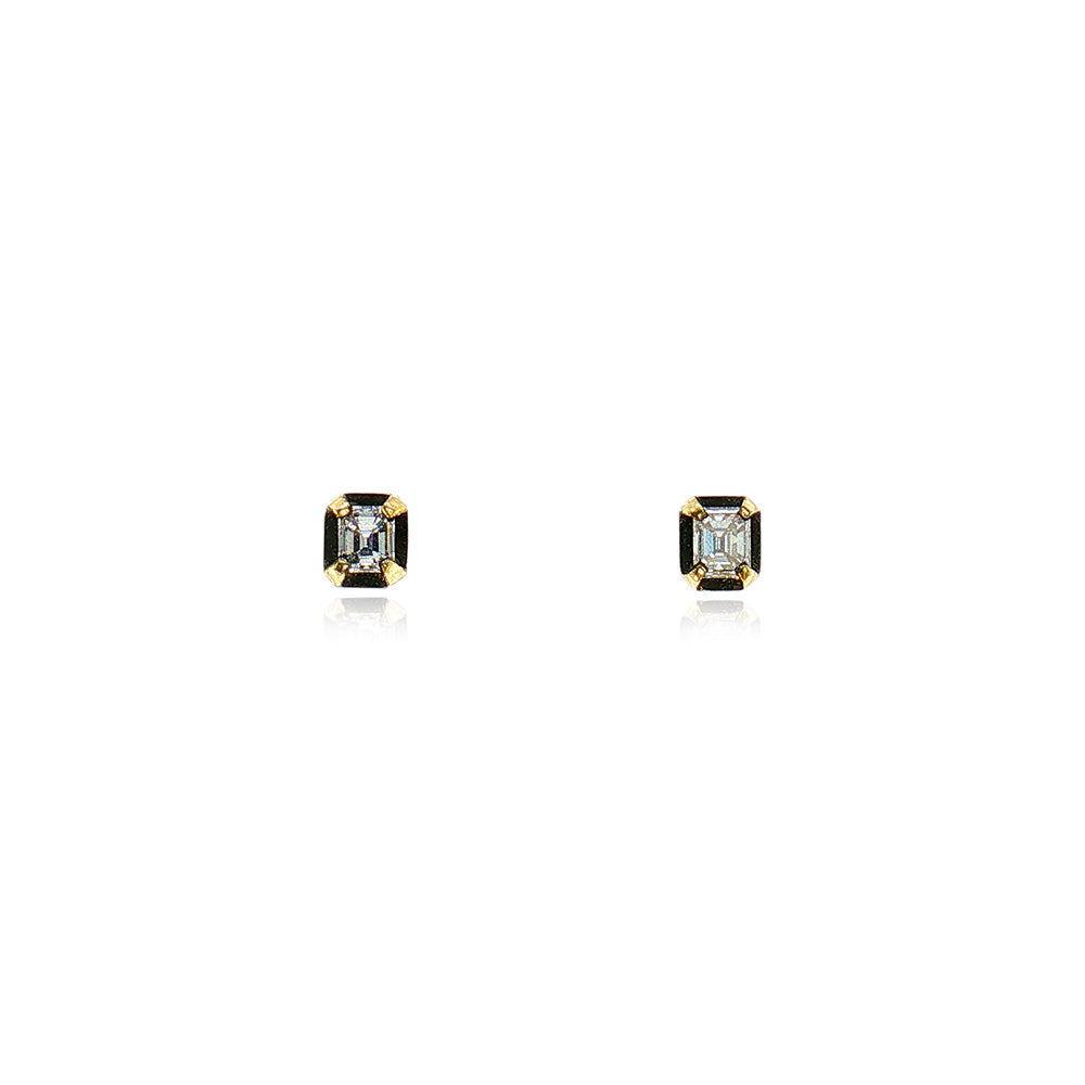Emerald Cut Diamonds with Darkened 14k White Gold Halo