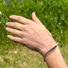 Silver Wave Cuff with Black Diamonds